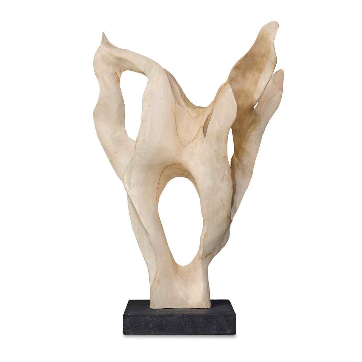 Alternate angle of the Hollow Form Teak Indoor-Outdoor Sculpture by Uttermost