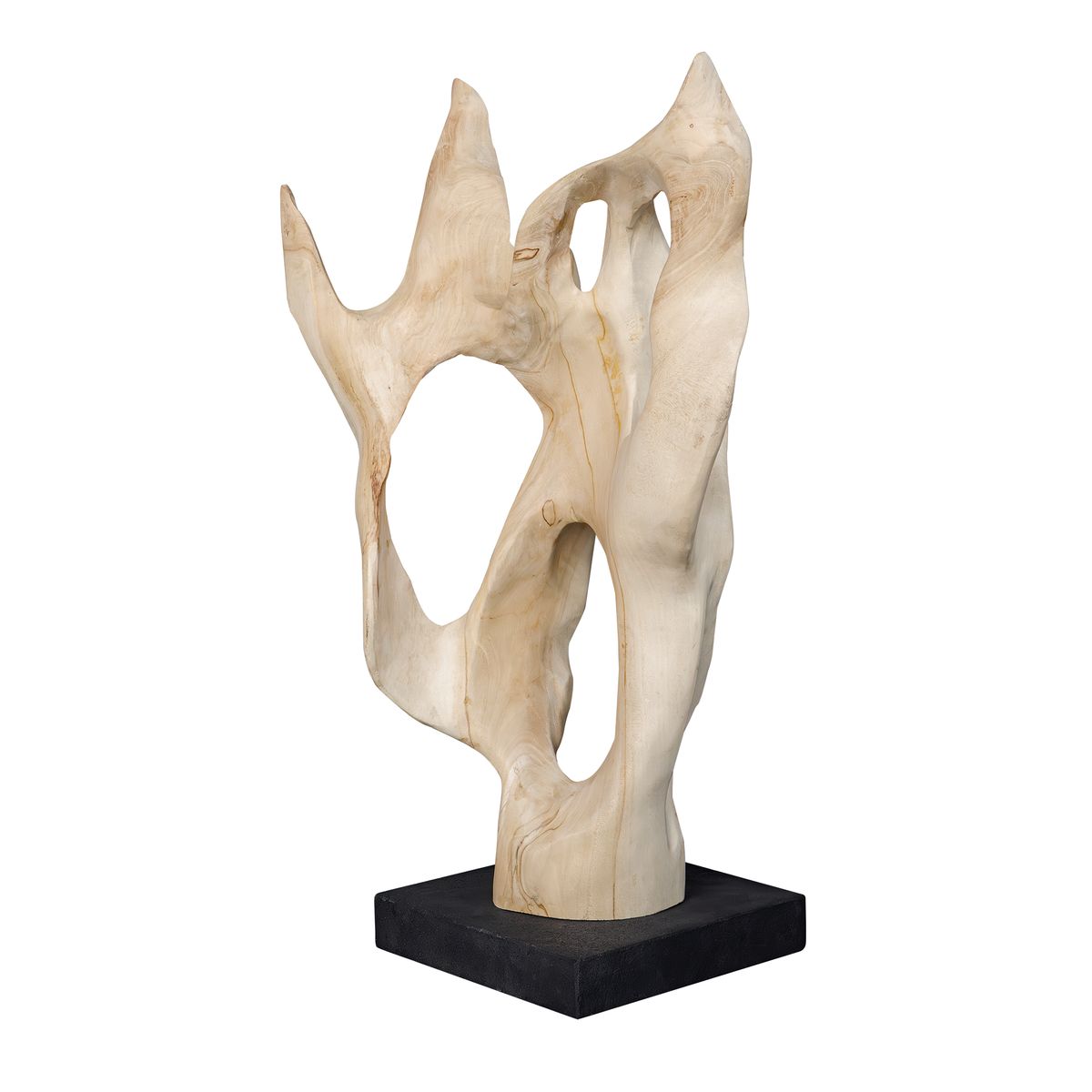 Side view of the Hollow Form Teak Indoor-Outdoor Sculpture by Uttermost