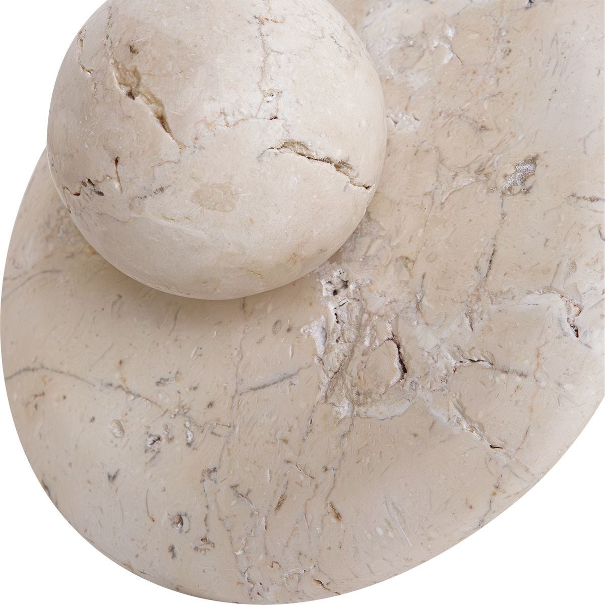 Detail view of the additional natural stone detail on the Quarried Natural Stone Sculptures Set of 2