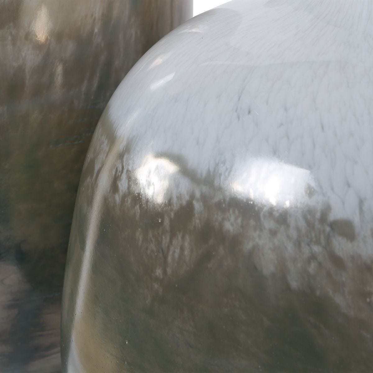 Close-up of the additional white finish on the Cardoni Smoke Glass Vases Set of 2
