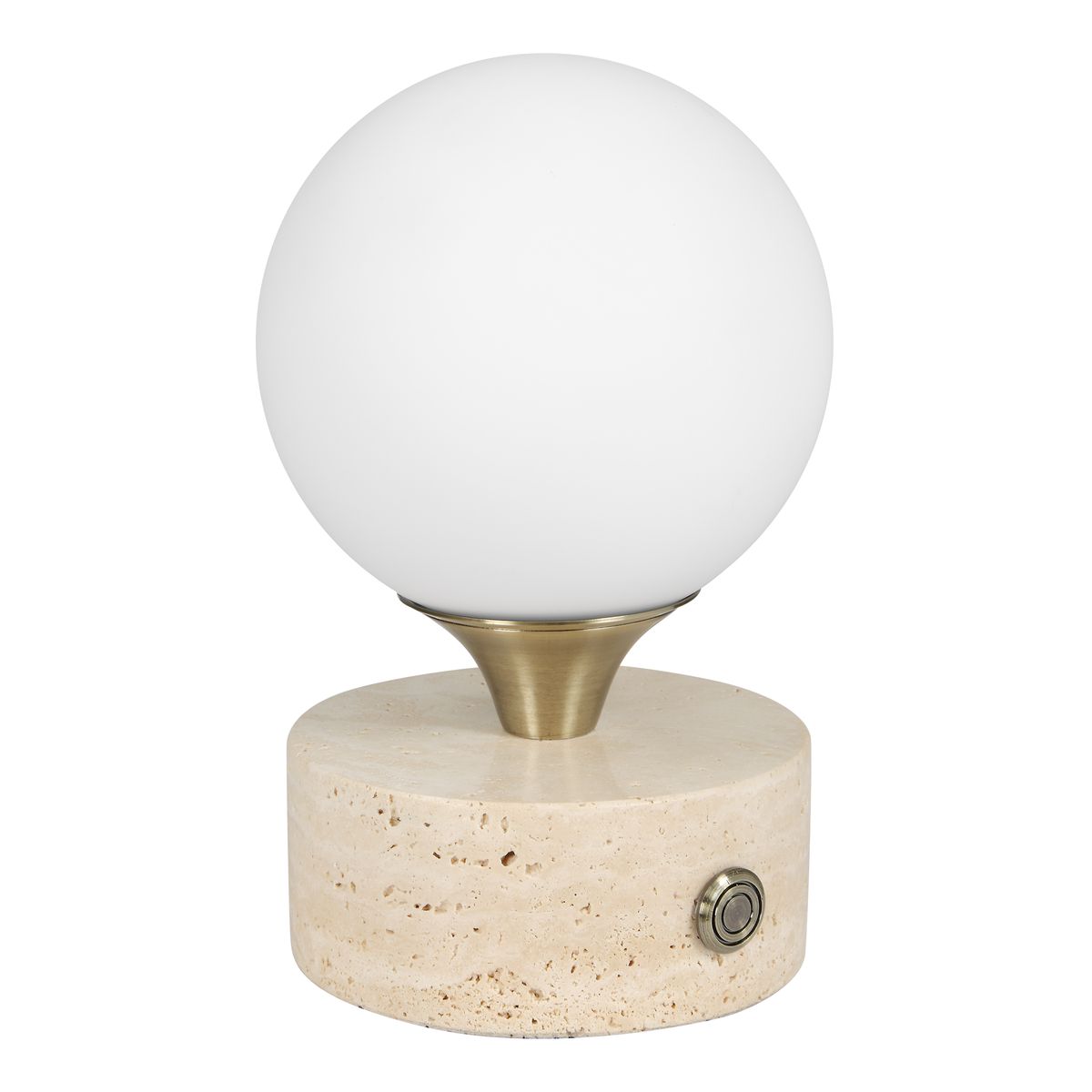 Detail view of the Abril Travertine Rechargeable Accent Lamp finish and construction image 6