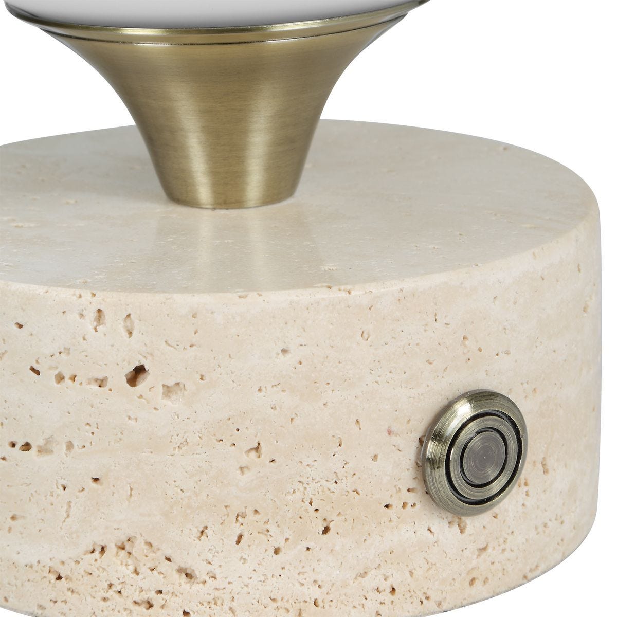 Detail view of the Abril Travertine Rechargeable Accent Lamp finish and construction image 7