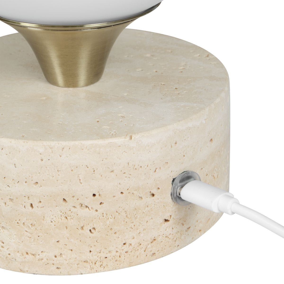 Detail view of the Abril Travertine Rechargeable Accent Lamp finish and construction image 8