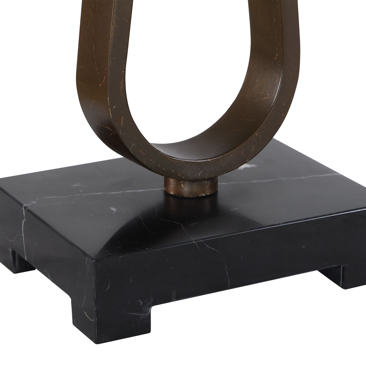 Detail view of the Galloway Dark Bronze Marble Table Lamp finish and construction image 7
