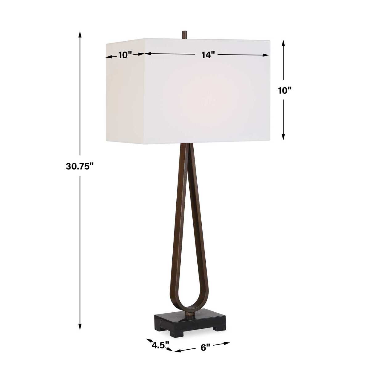 Dimension guide for the Galloway Dark Bronze Marble Table Lamp