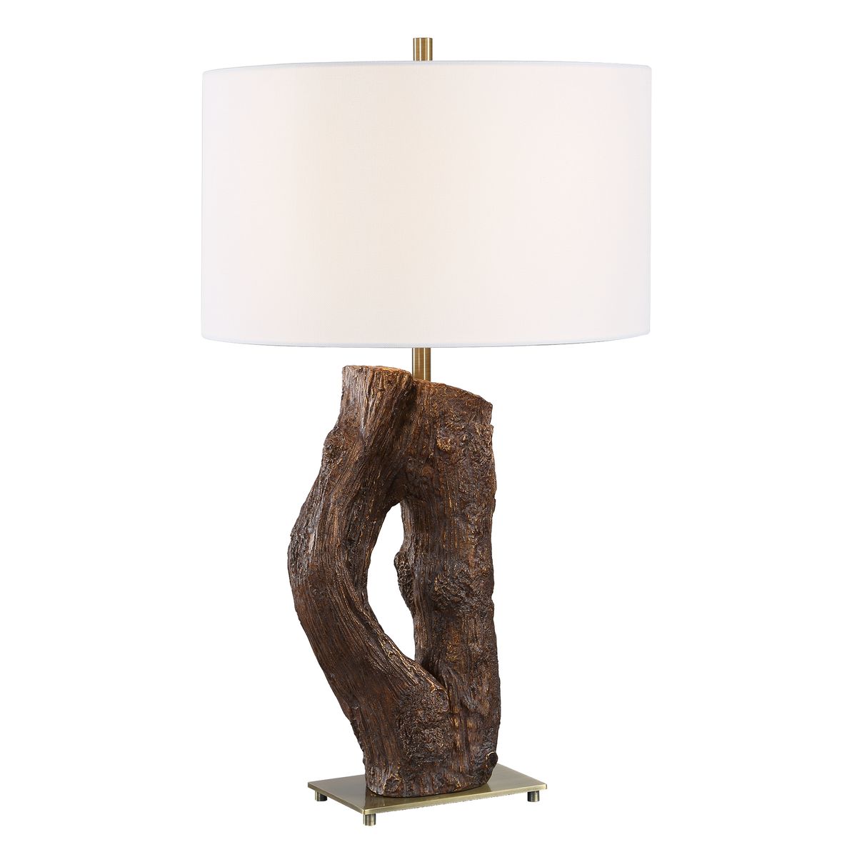 Detail view of the Namath Antique Brass Textured Table Lamp finish and construction image 9