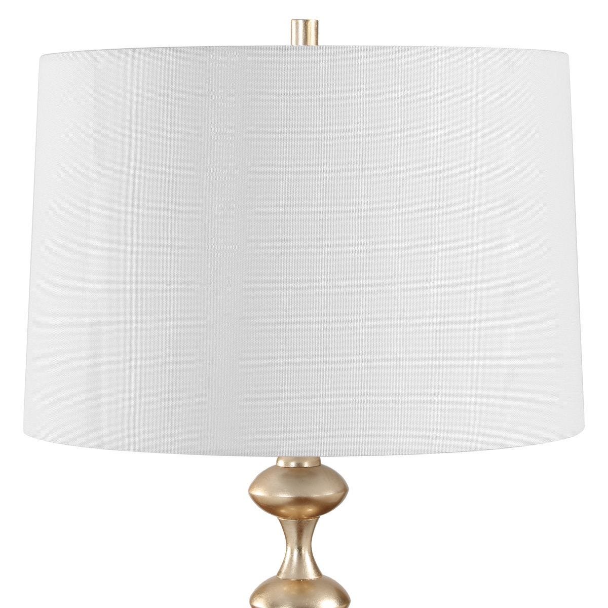 Detail view of the Meila Antique Brass Table Lamp finish and construction