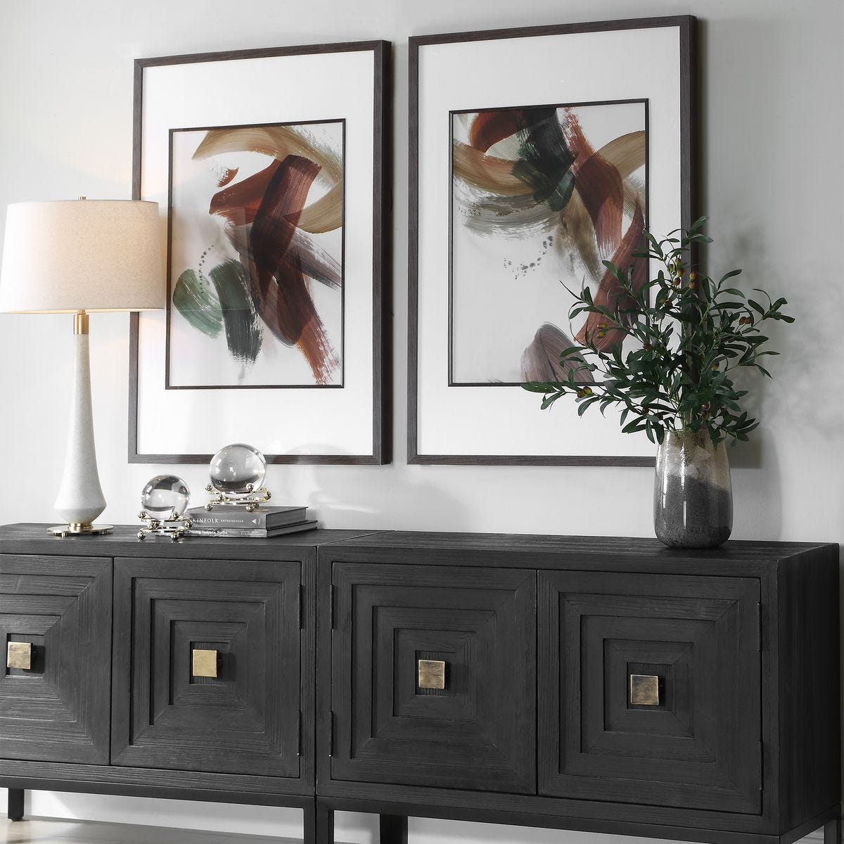 Side view of the Velocity Abstract Framed Prints Set of 2 by Uttermost