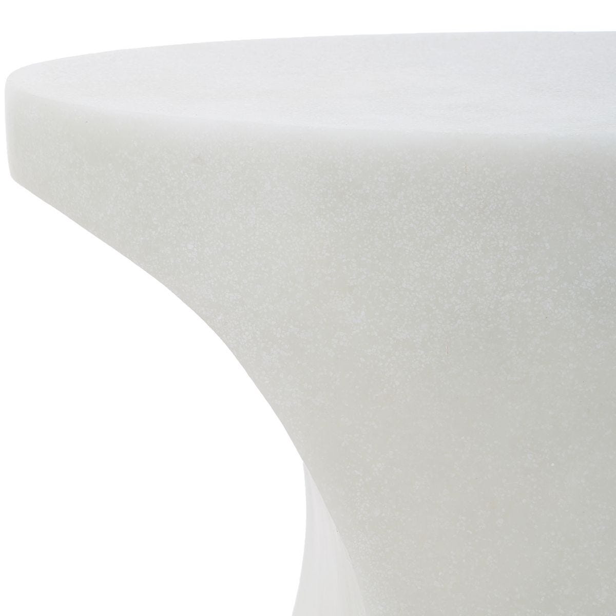 Detail view of the Stevie White Stone Indoor-Outdoor Accent Table finish and construction image 9