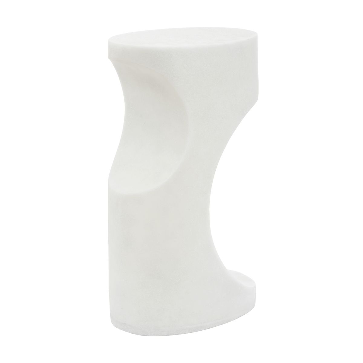 Detail view of the Stevie White Stone Indoor-Outdoor Accent Table finish and construction image 10