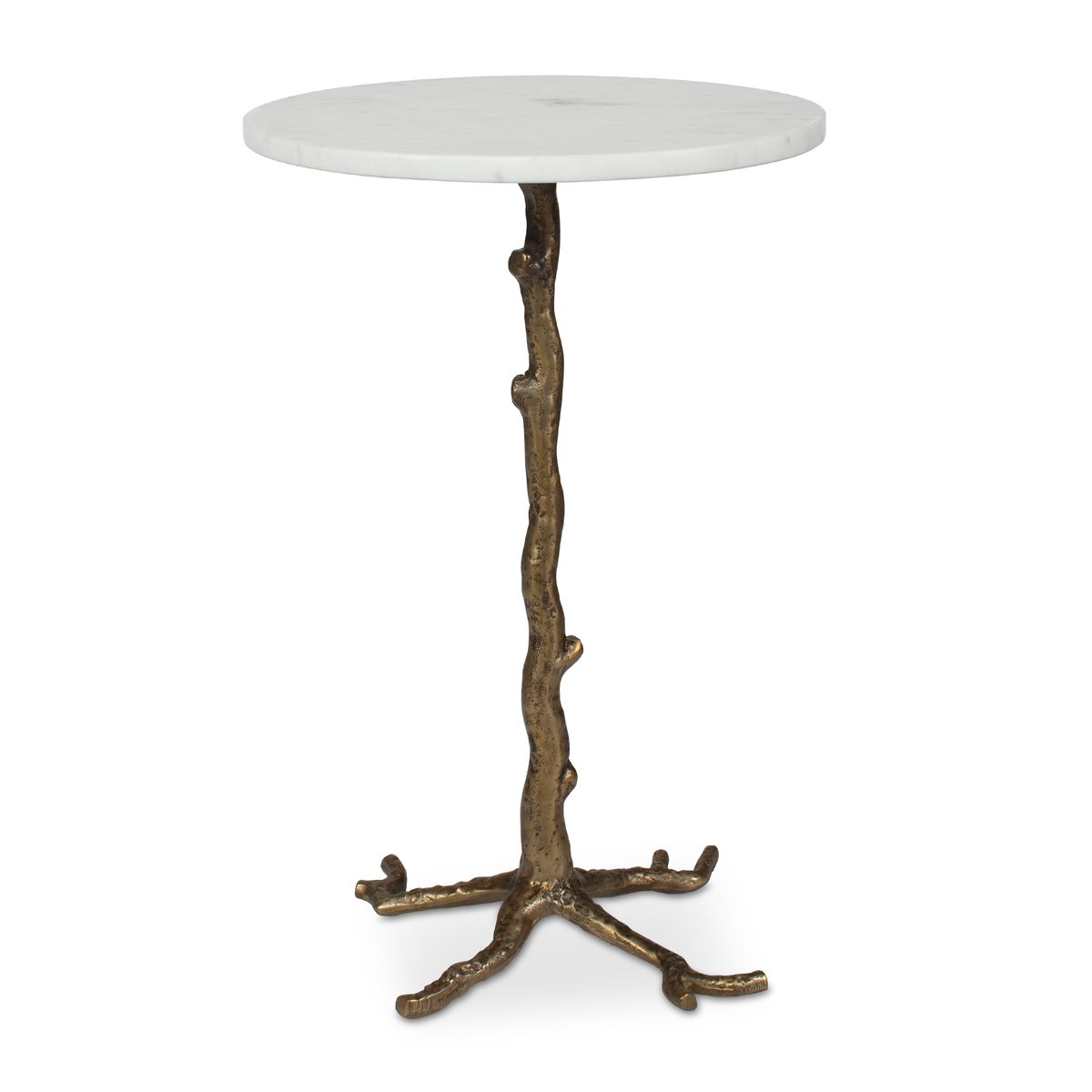 Alternate angle of the Calais Antique Brass Marble Accent Table by Uttermost