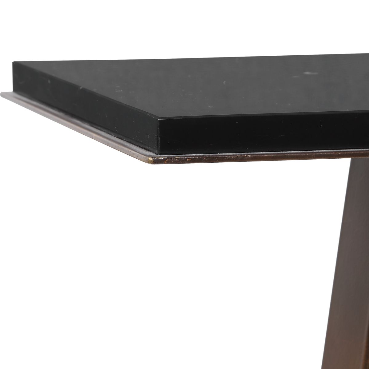 Detail view of the Galloway Dark Bronze Marble Accent Table finish and construction image 8