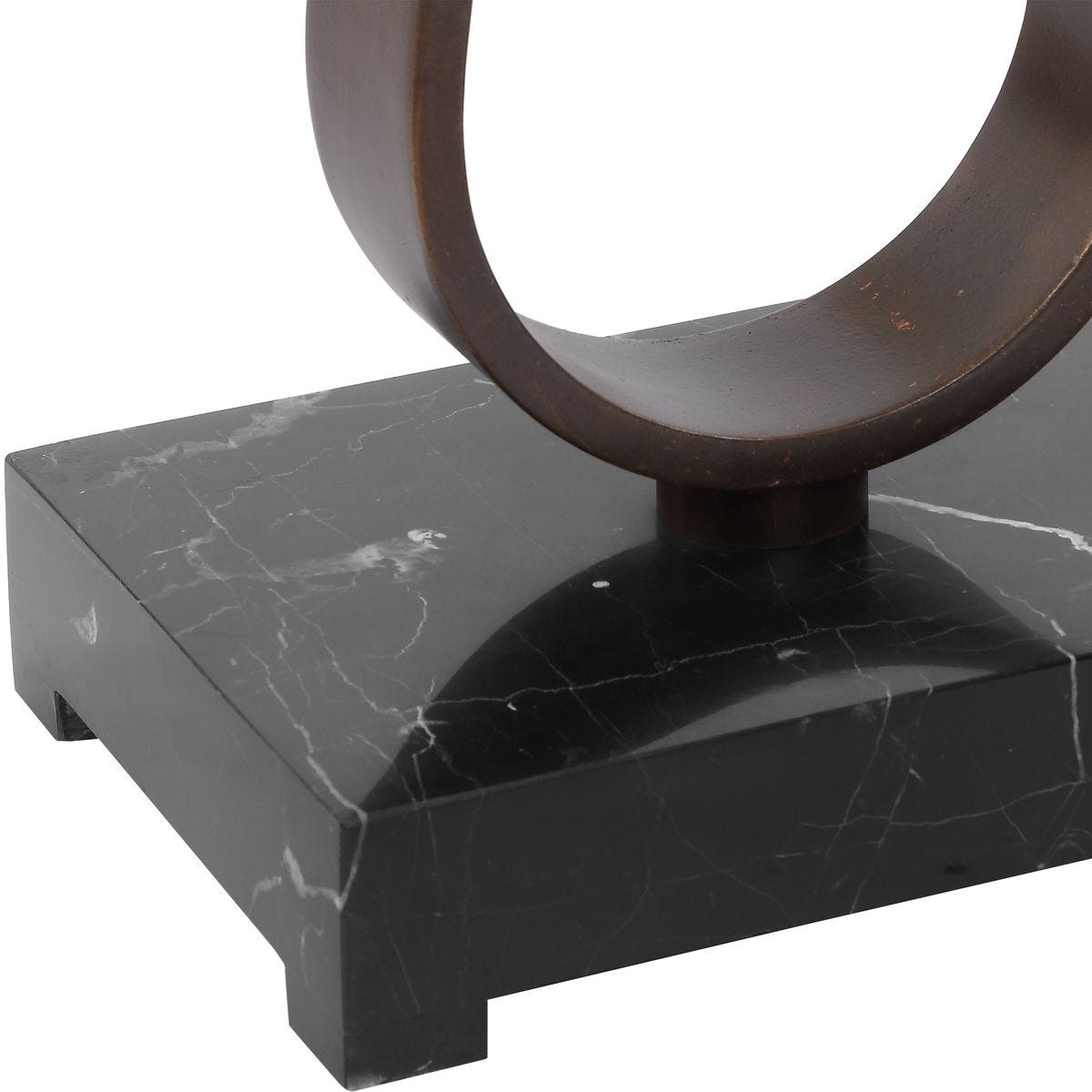 Detail view of the Galloway Dark Bronze Marble Accent Table finish and construction image 9