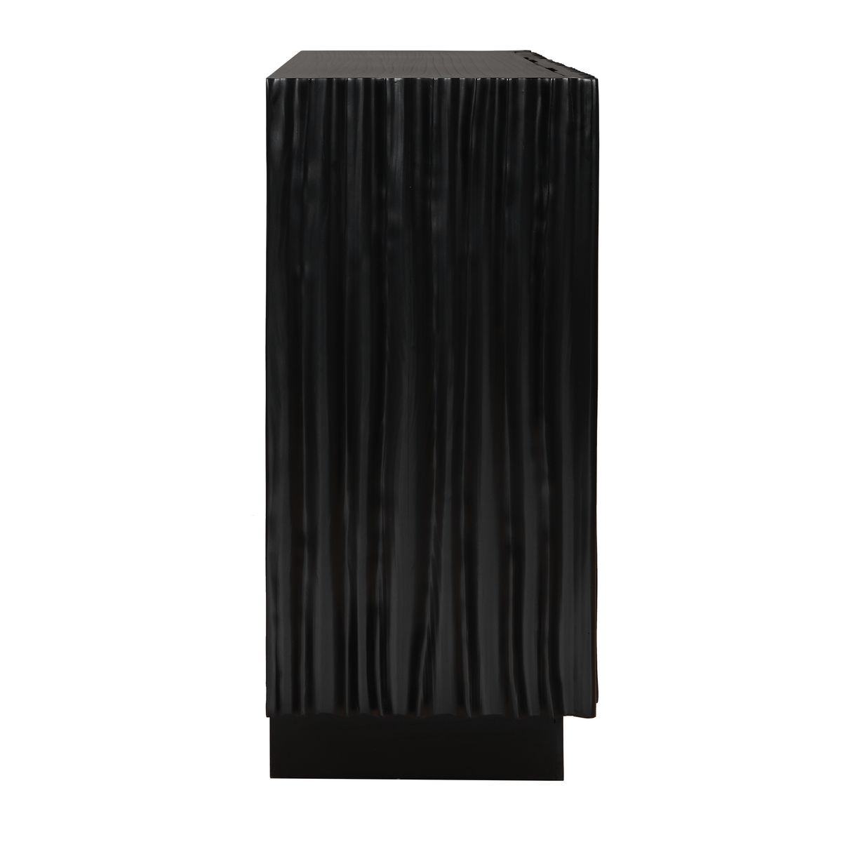 Detail view of the Mercado Black Paulownia 3 Door Cabinet finish and construction image 7