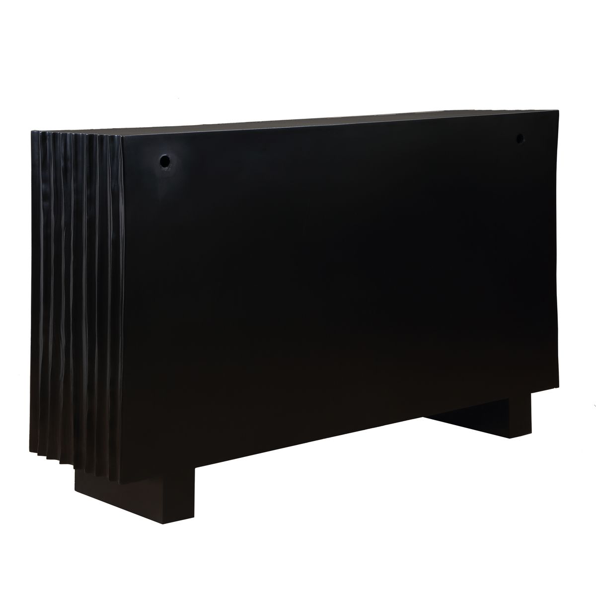 Detail view of the Mercado Black Paulownia 3 Door Cabinet finish and construction image 9