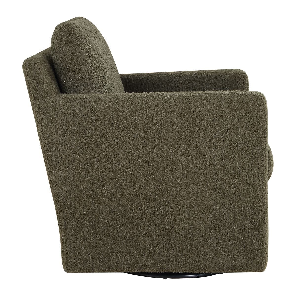 Detail view of the Tisdell Kale Faux Sheepskin Swivel Chair finish and construction image 6
