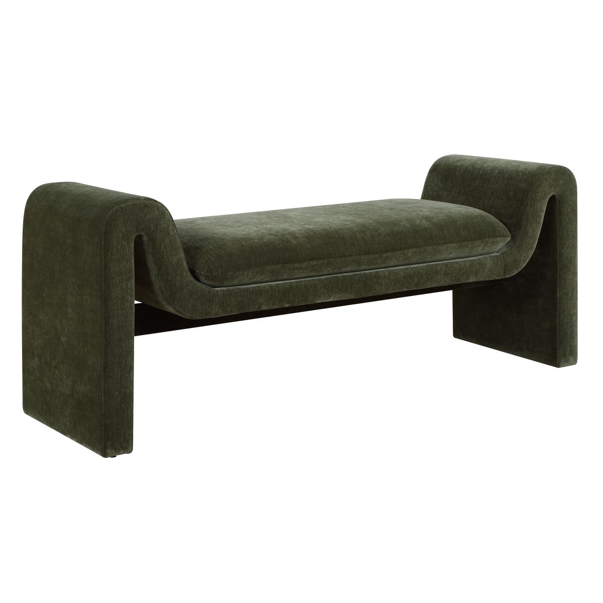 Detail view of the Manson Moss Velvet Bench finish and construction image 6