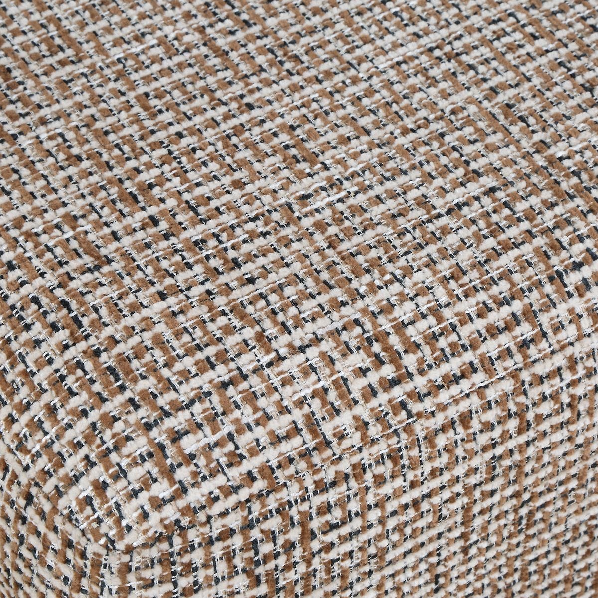 Detail view of the additional seating profile on the Kelce Caramel Checkered Ottoman