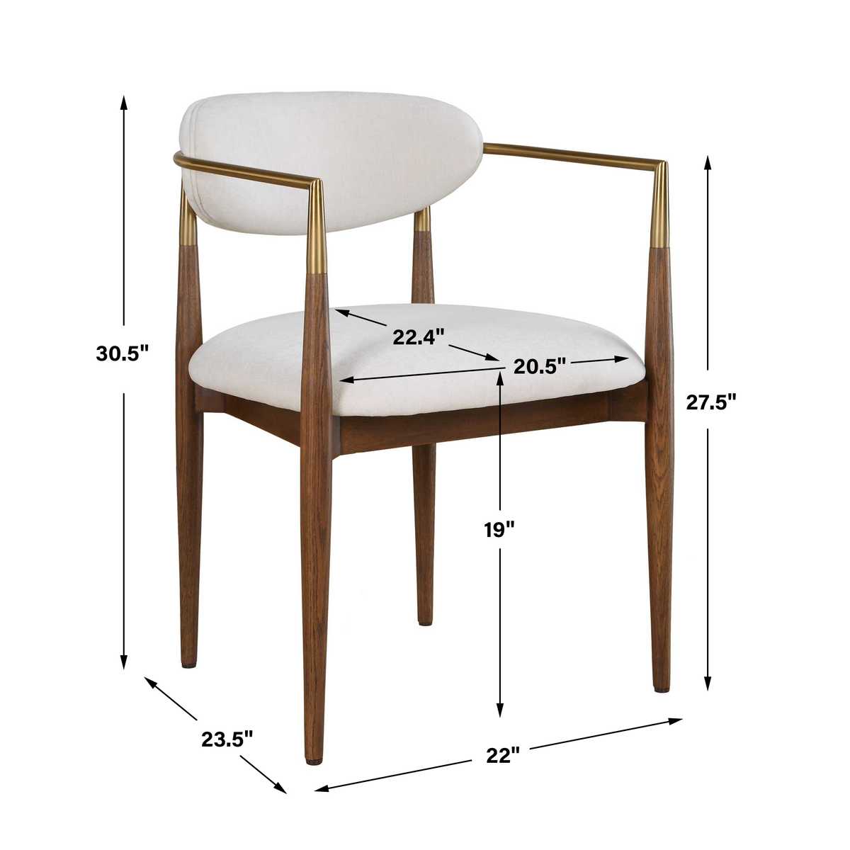 Moxie Dining Arm Chair Walnut/White dining chair by Uttermost