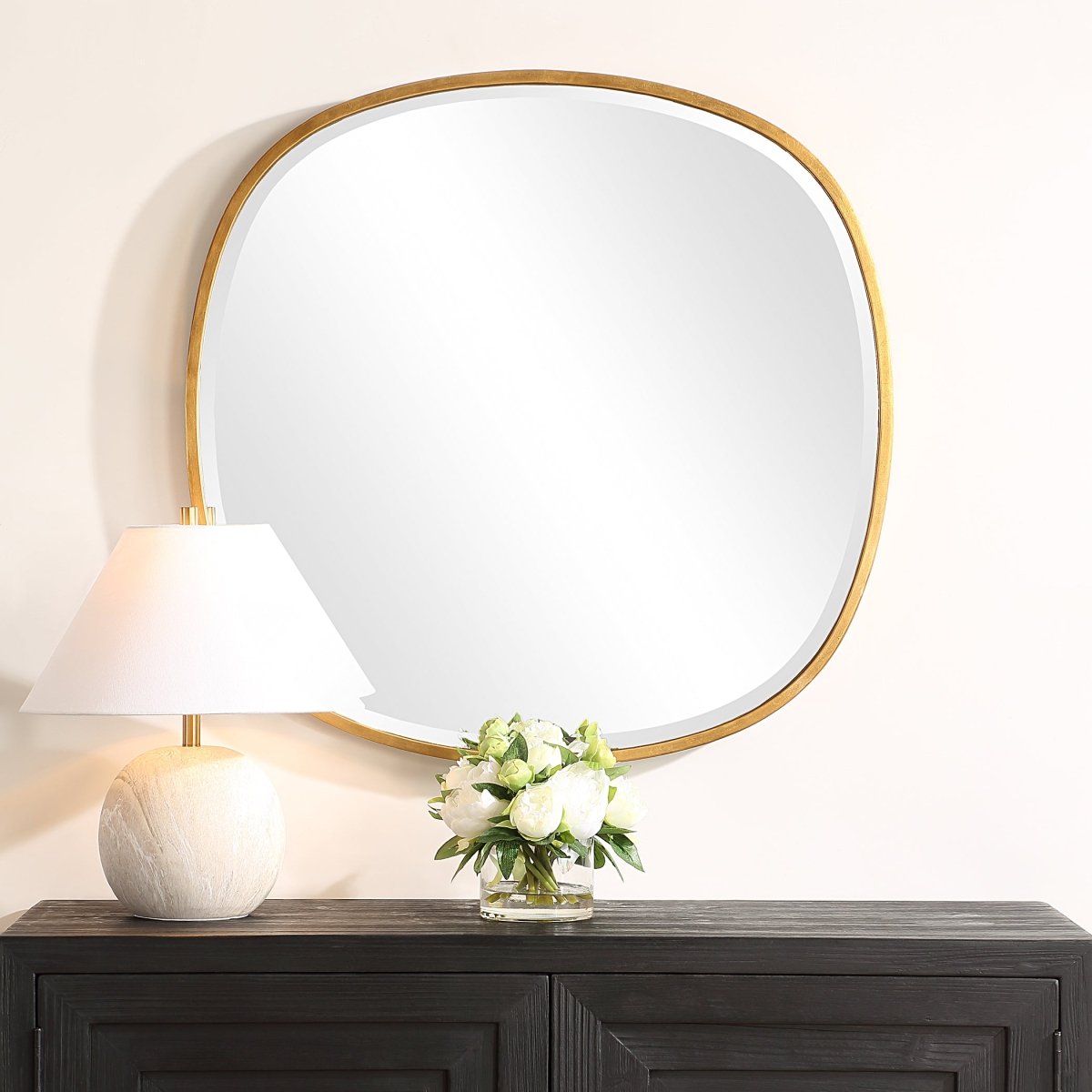 30" Irregular Shaped Gold Leaf Iron Mirror - Uttermost - Other Mirrors by Modest Hut