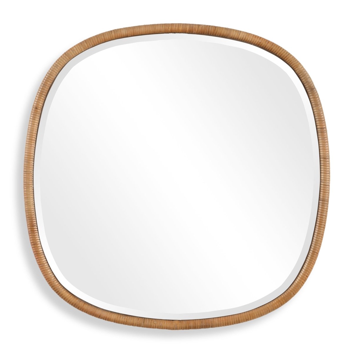 34" Natural Rattan Wrapped Beveled Coastal Mirror - Uttermost - Other Mirrors by Modest Hut