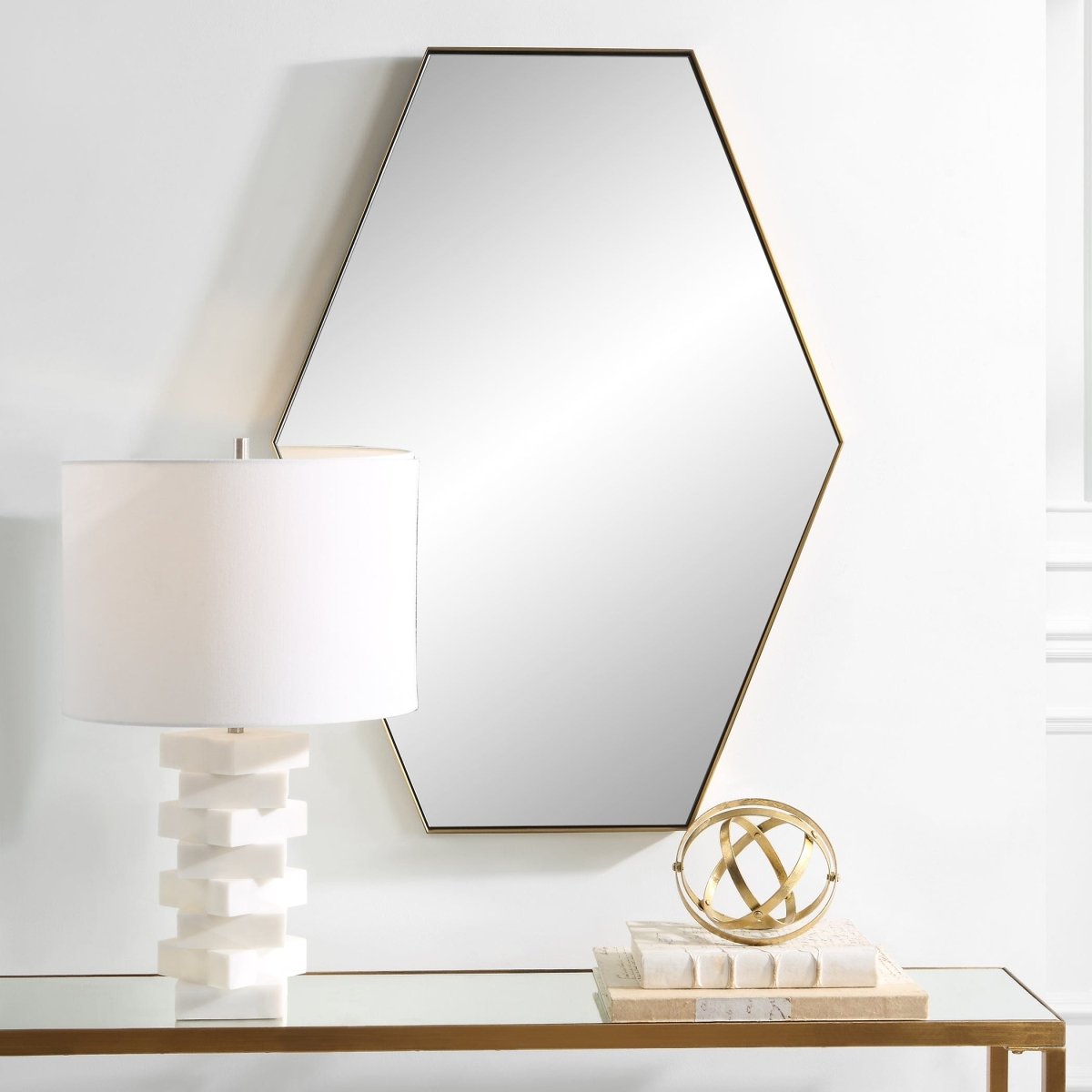 Ankara Brass Hexagon Mirror - Uttermost - Other Mirrors by Modest Hut