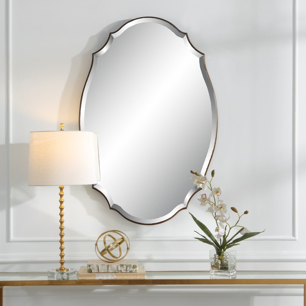 Antique Bronze and Gold Rounded Edge Frame Mirror - Uttermost - Other Mirrors by Modest Hut