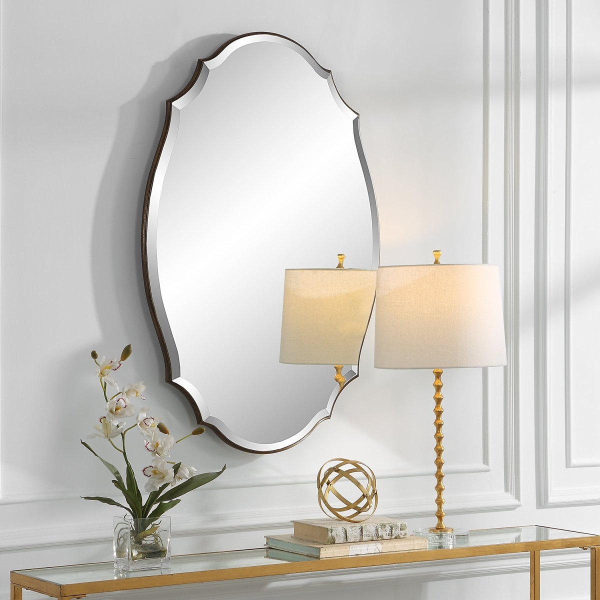 Antique Bronze and Gold Rounded Edge Frame Mirror - Uttermost - Other Mirrors by Modest Hut