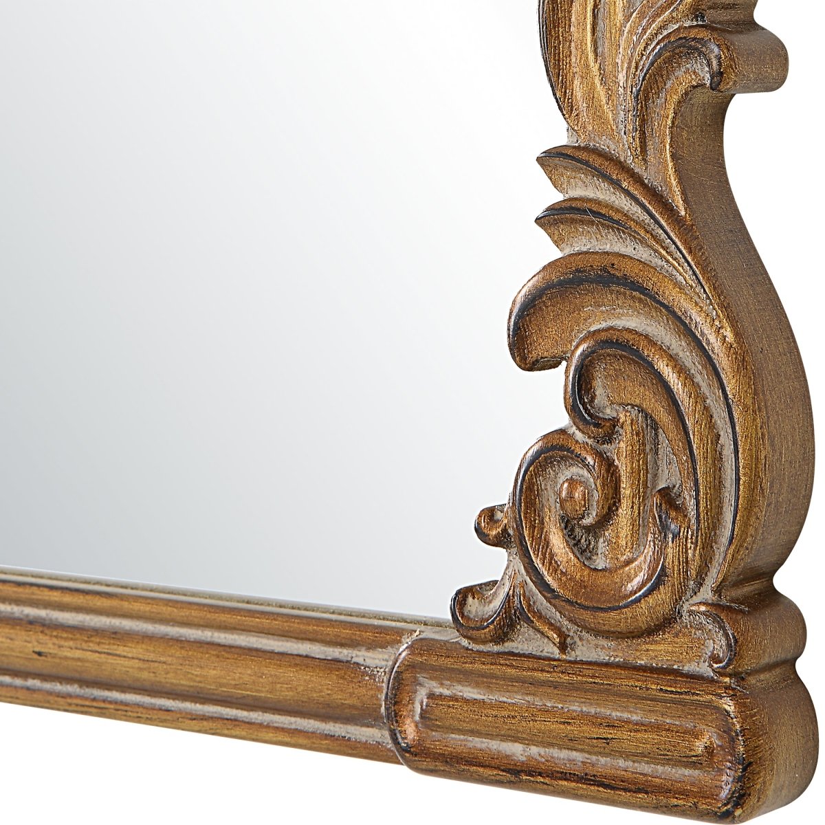 Antique Gold Baroque Style Scroll Embellished Mantel Mirror - Uttermost - Other Mirrors by Modest Hut