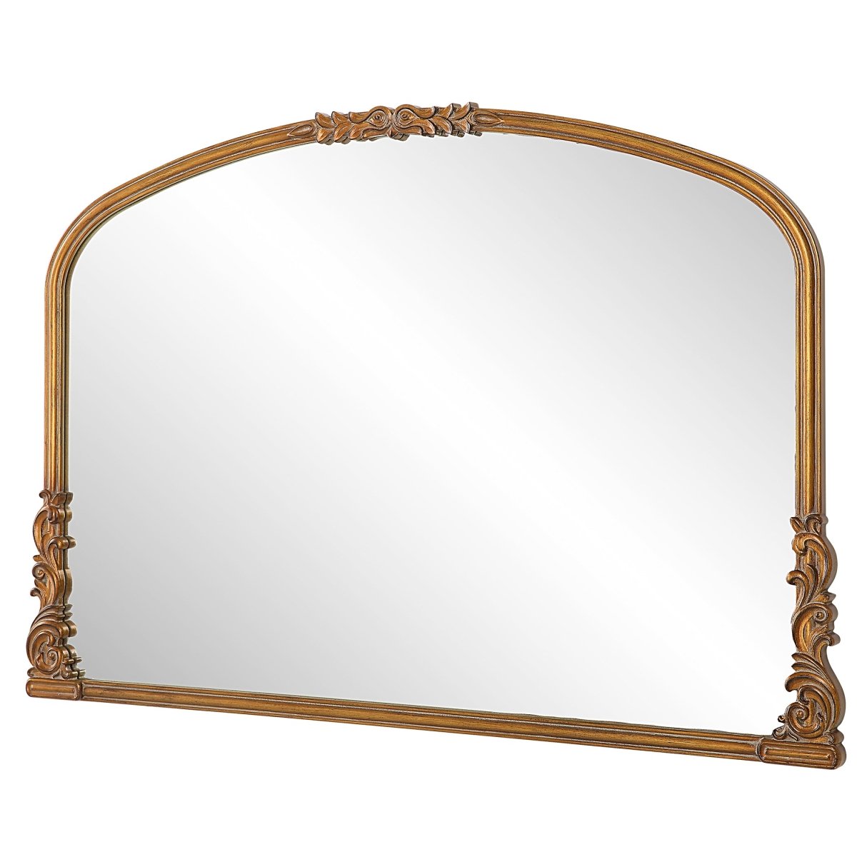 Antique Gold Baroque Style Scroll Embellished Mantel Mirror - Uttermost - Other Mirrors by Modest Hut