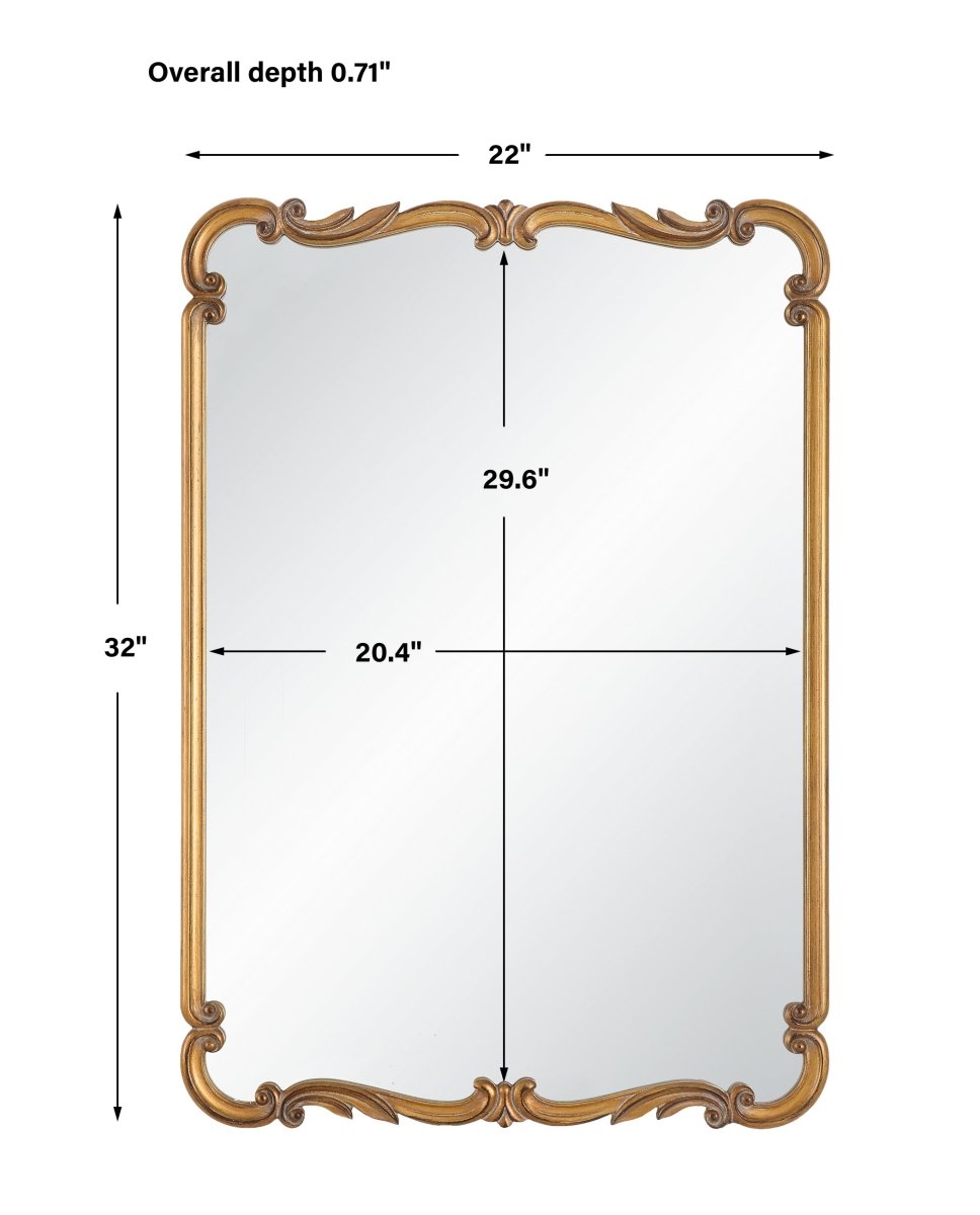 Antique Gold Ornate Detail Frame Mirror - Uttermost - Other Mirrors by Modest Hut