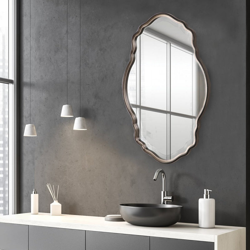 Antique Silver Champagne Dark Bronze Edge Frame Mirror - Uttermost - Other Mirrors by Modest Hut