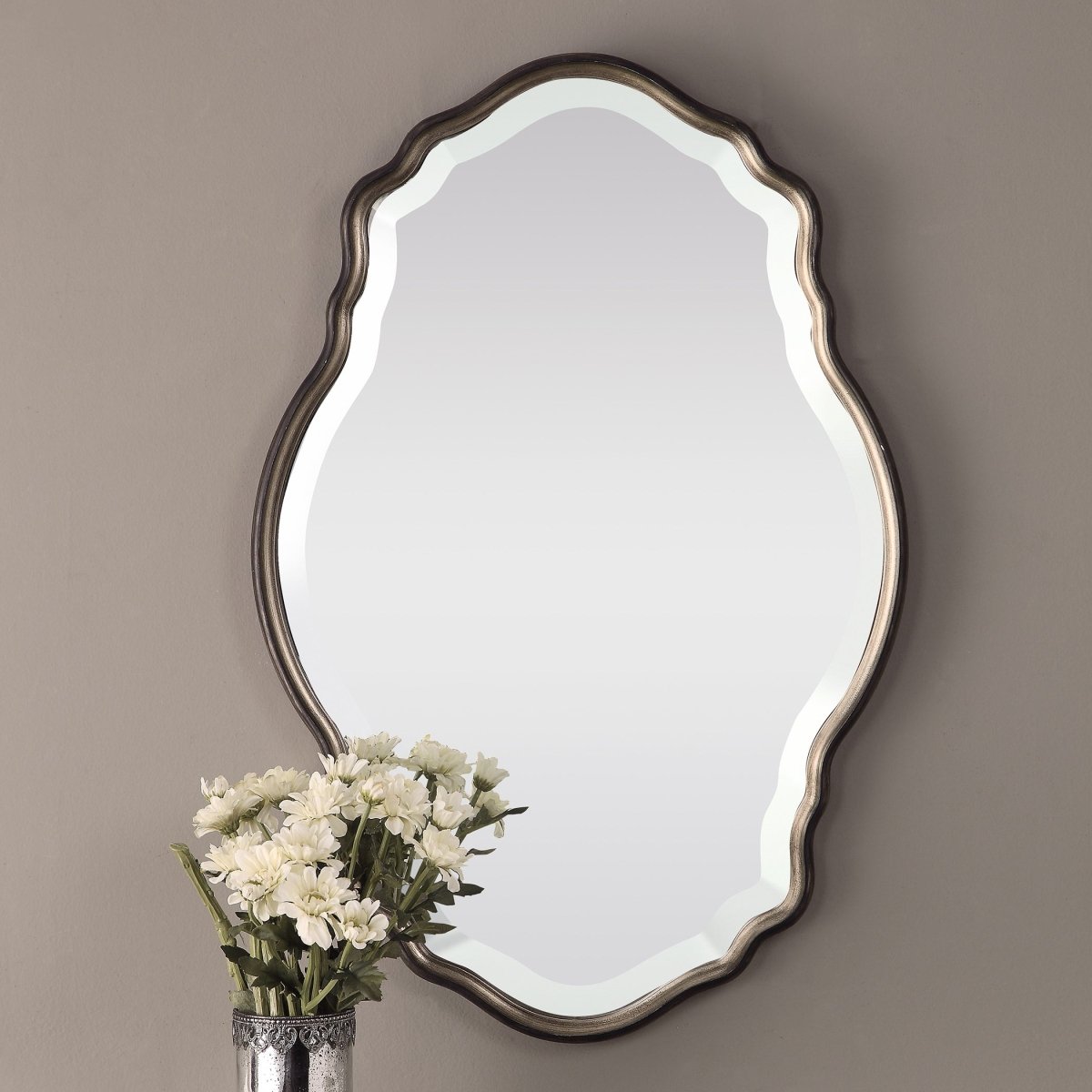 Antique Silver Champagne Dark Bronze Edge Frame Mirror - Uttermost - Other Mirrors by Modest Hut