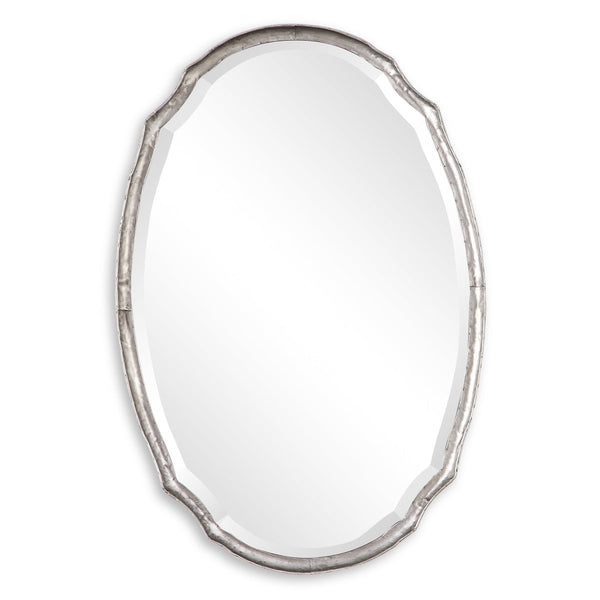 Antique Silver Leaf Thick Metal Band Rounded Corner Frame Mirror - Uttermost - Other Mirrors by Modest Hut