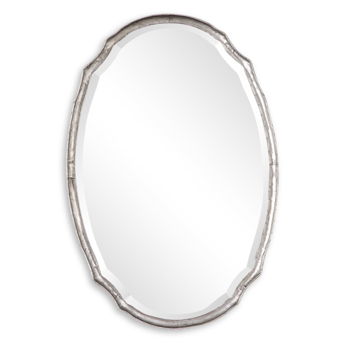 Antique Silver Leaf Thick Metal Band Rounded Corner Frame Mirror - Uttermost - Other Mirrors by Modest Hut