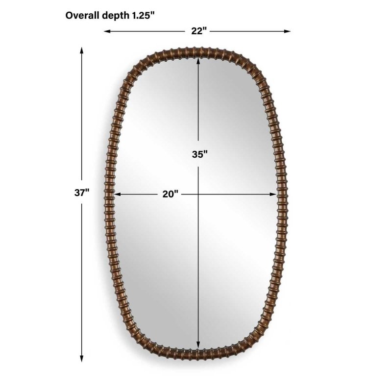 Back view of the Apphia Bronze Ribbed Wall Mirror showing hanging hardware