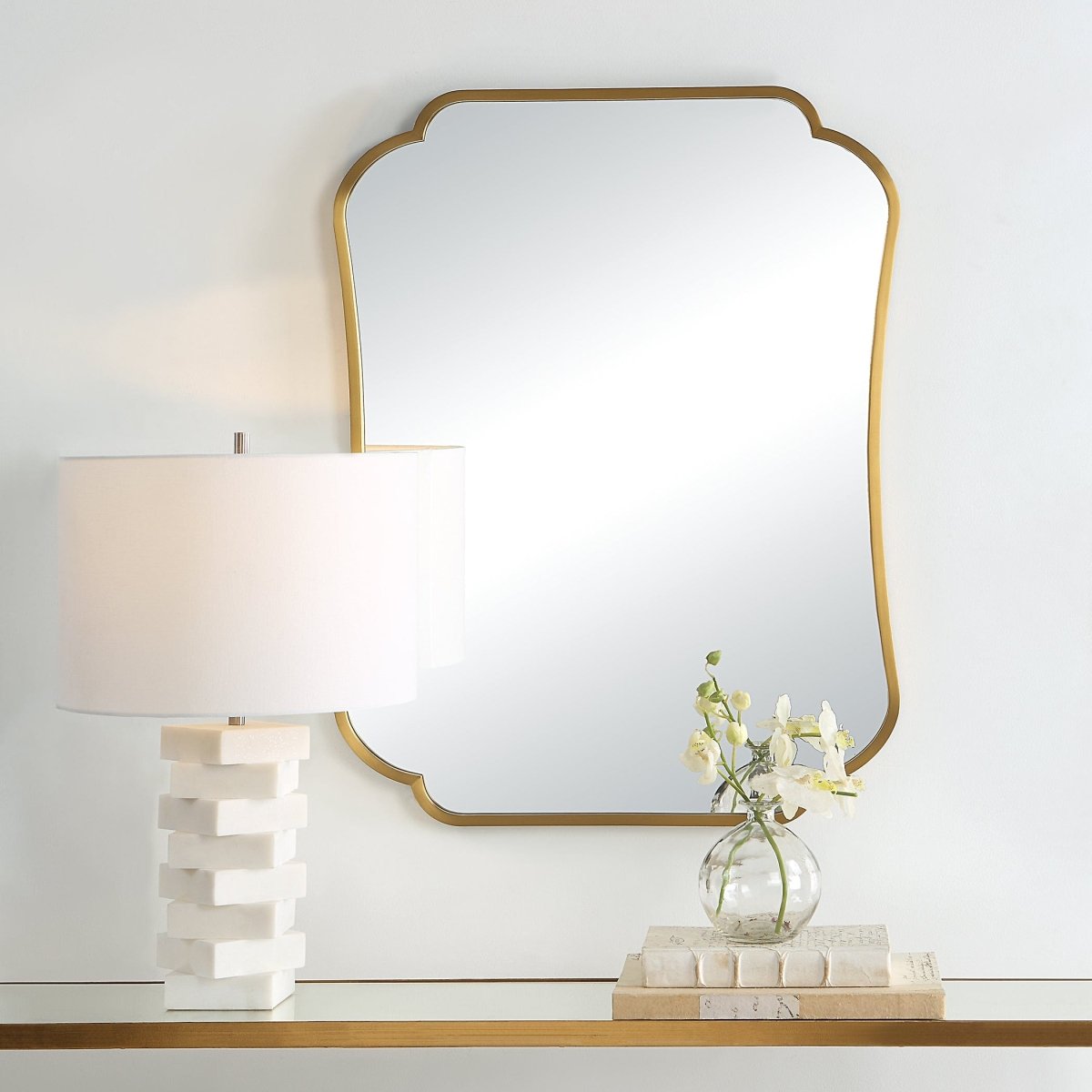 Athena Brushed Brass Mirror - Uttermost - Other Mirrors by Modest Hut