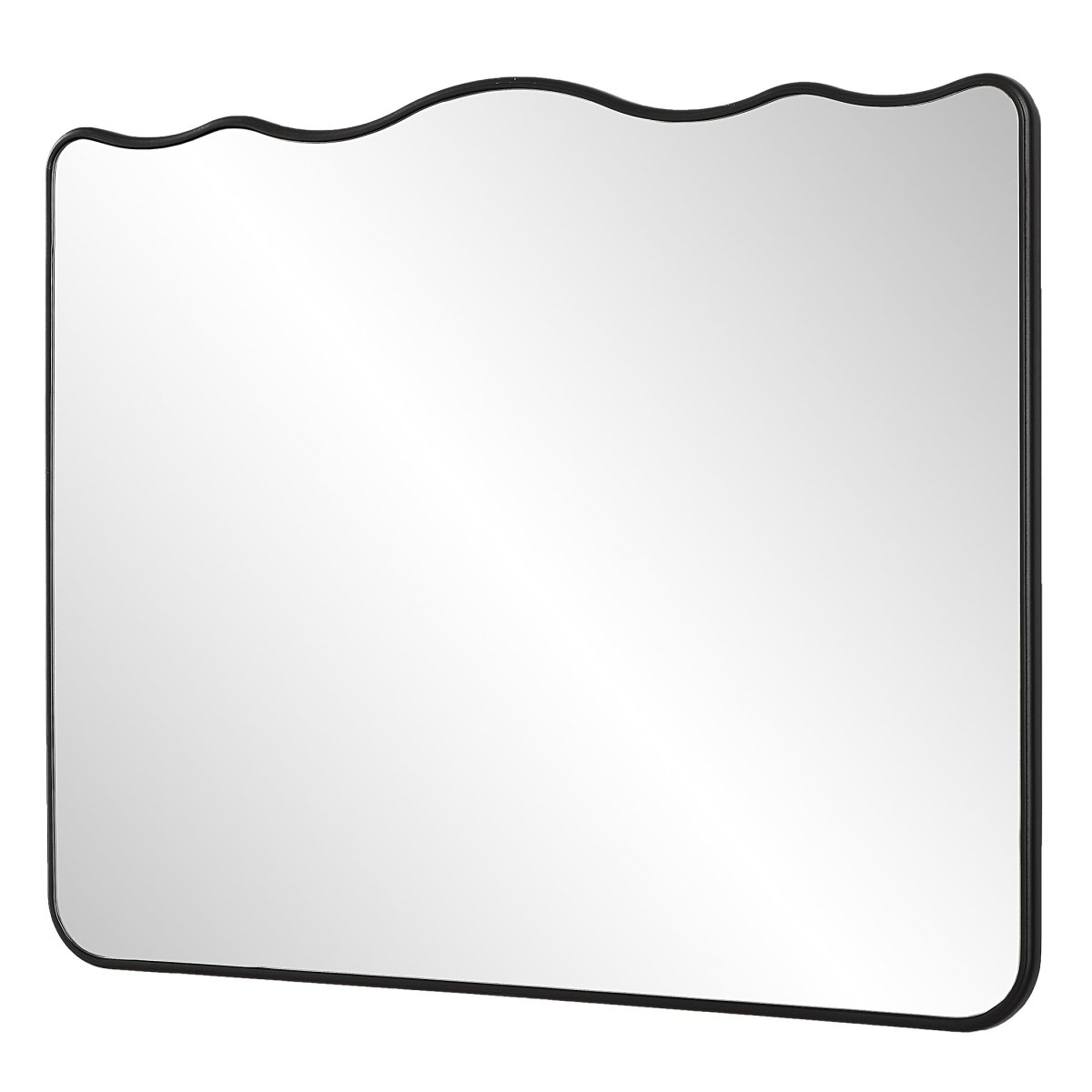 Black Wavy Top Radius Corner Mirror - Uttermost - Other Mirrors by Modest Hut