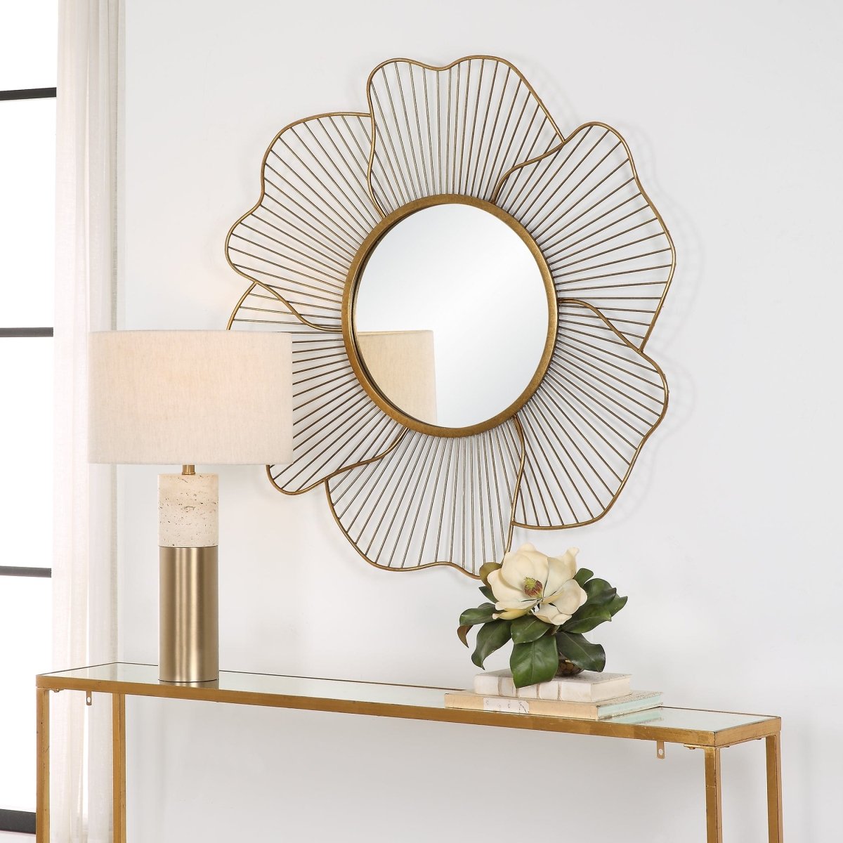 Blossom Gold Floral Mirror - Uttermost - Other Mirrors by Modest Hut