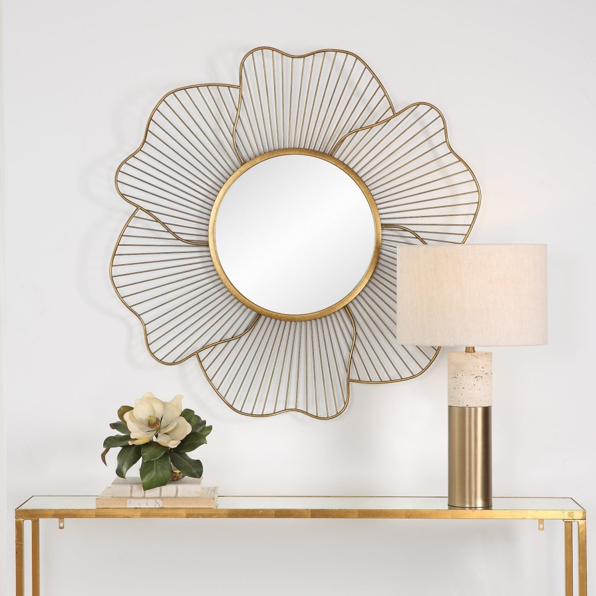 Blossom Gold Floral Mirror - Uttermost - Other Mirrors by Modest Hut