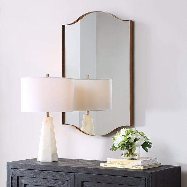 Brushed Gold Arched Iron Mirror - Uttermost - Other Mirrors by Modest Hut