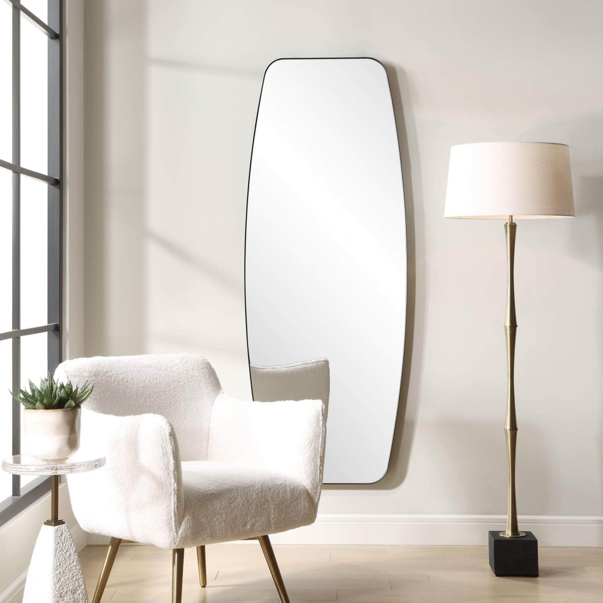 Caspian Curved Black Dressing Mirror - Uttermost - Other Mirrors by Modest Hut