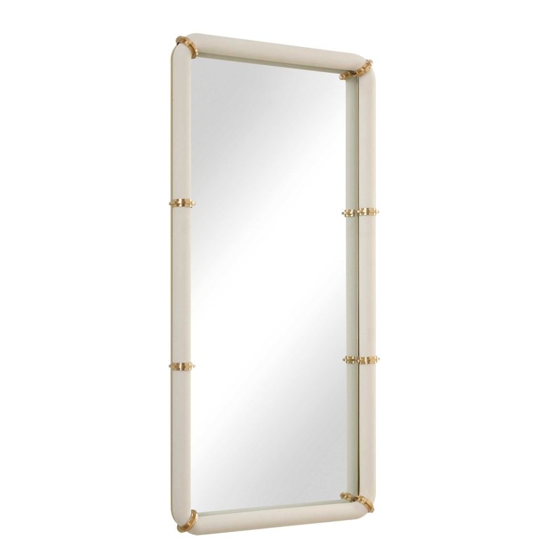Cyprus White Leather Mirror - Other Mirrors