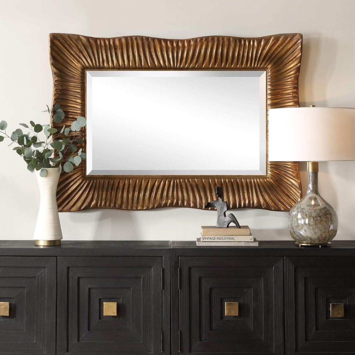 Emerson Scalloped Antique Gold Mirror - Uttermost - Other Mirrors by Modest Hut