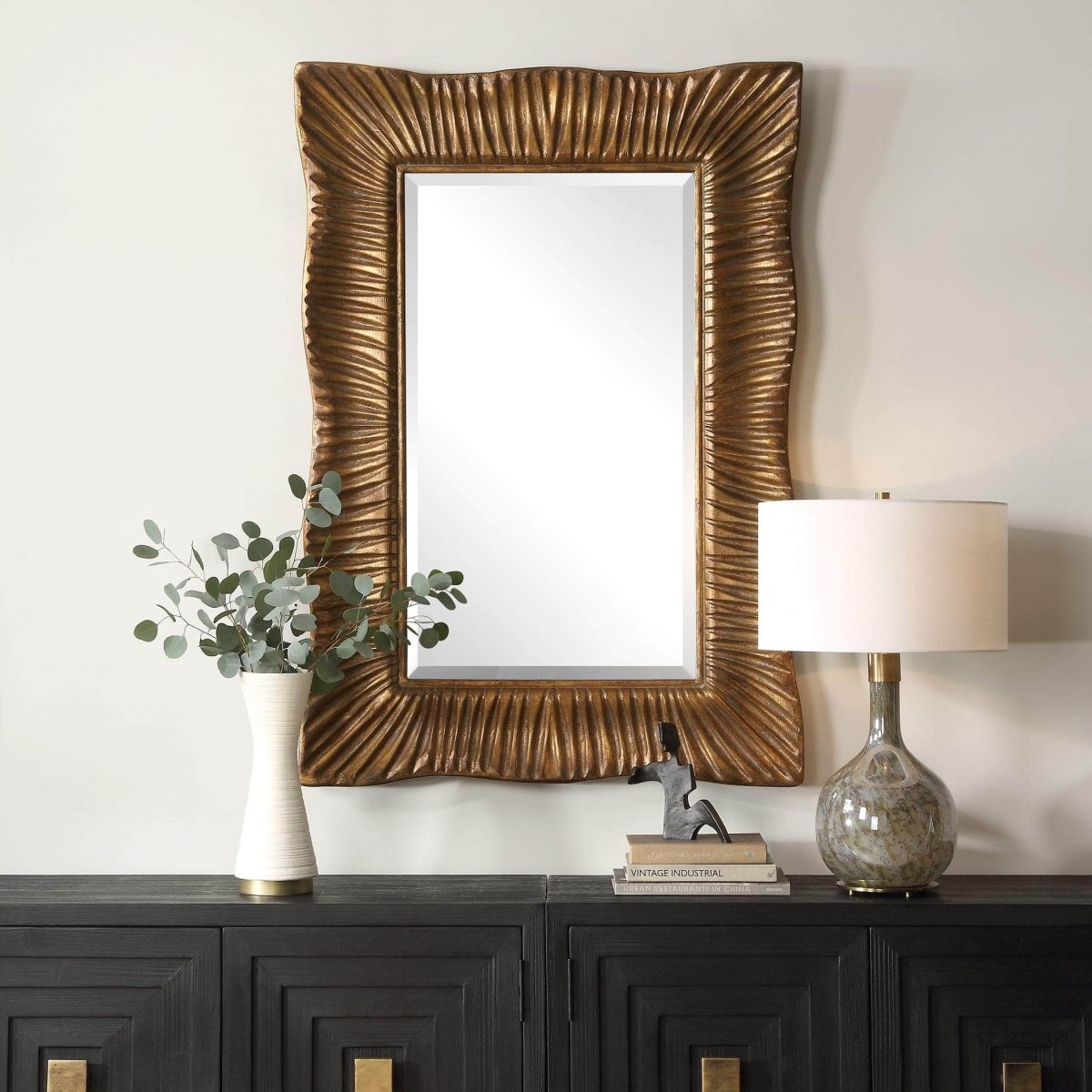 Emerson Scalloped Antique Gold Mirror - Uttermost - Other Mirrors by Modest Hut