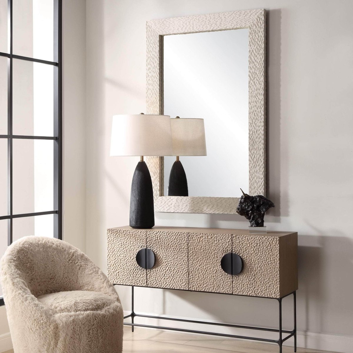 Everett Ivory Stone Mirror - Uttermost - Other Mirrors by Modest Hut