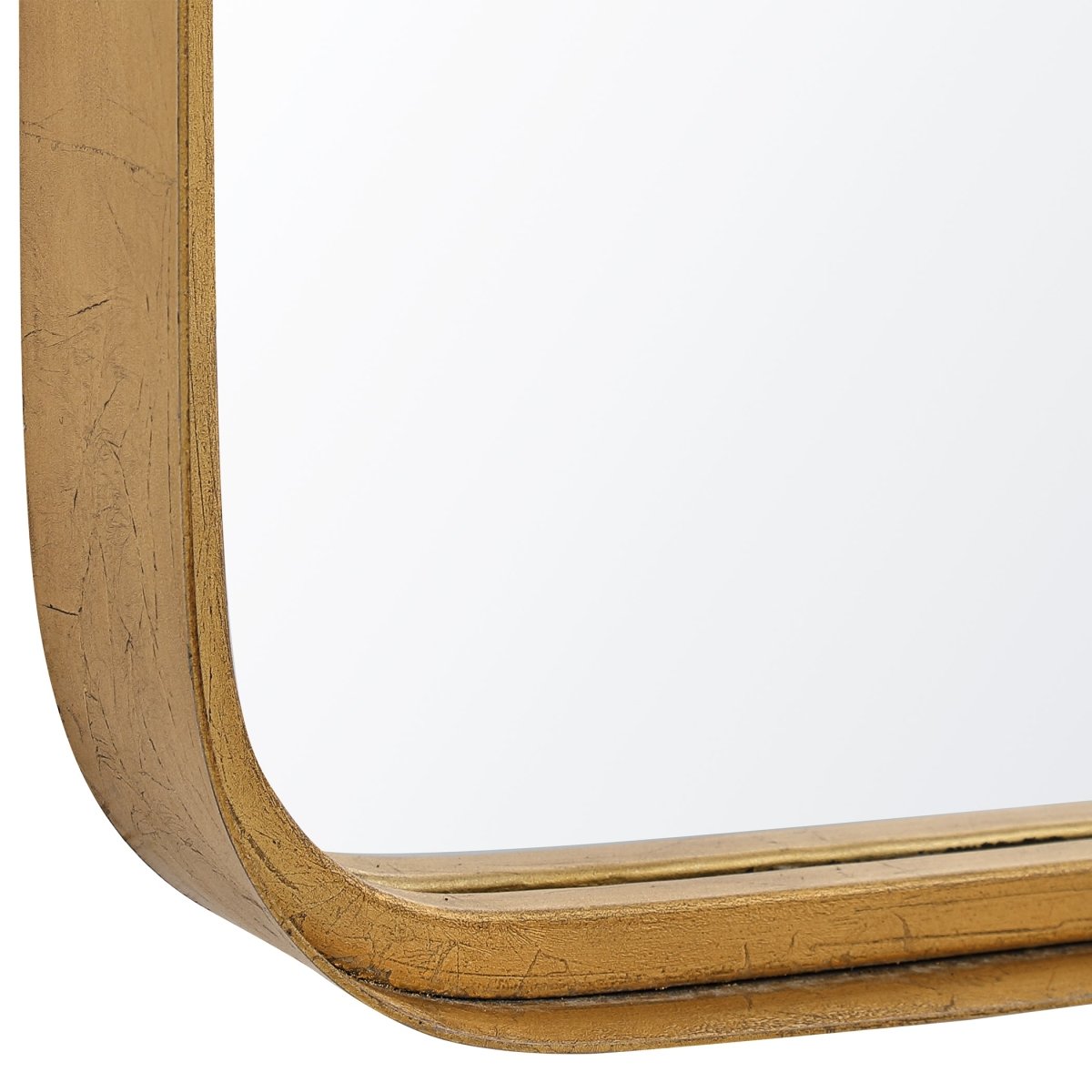 Gold Leaf Rounded Corner Wide Band Metal Frame Mirror - Uttermost - Other Mirrors by Modest Hut