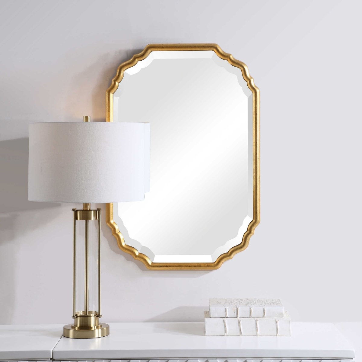 Gold Leaf Vanity Mirror - Uttermost - Other Mirrors by Modest Hut