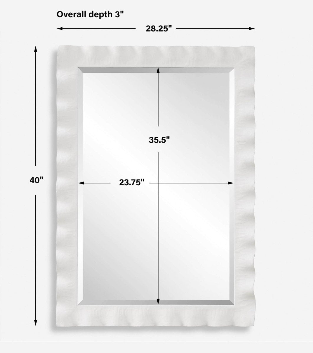 Haya White Scalloped Mirror - Uttermost - Other Mirrors by Modest Hut