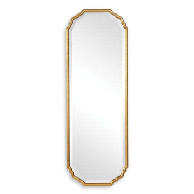 Lightly Antiqued Metallic Gold Leaf Curved Corner Frame Mirror - Uttermost - Other Mirrors by Modest Hut